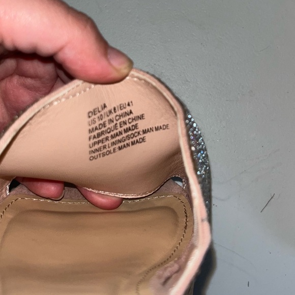 Just Fab Slides Platform Wedge Cork Heel Delia Slide Y2K Sandal Pink Glitter 10 - Picture 6 of 7